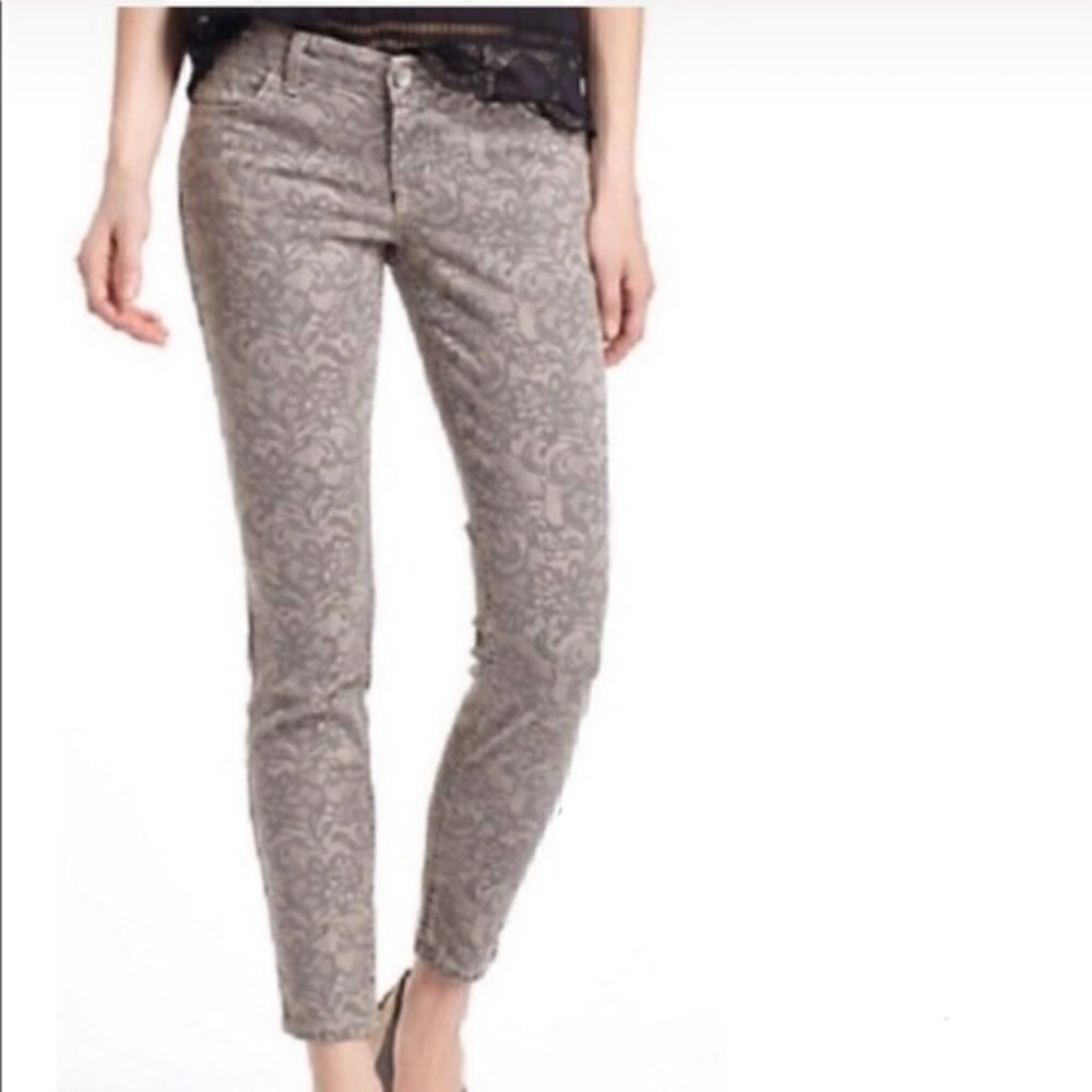 Sanctuary Tan Floral Lace Charmer‎ Skinny Jeans 27